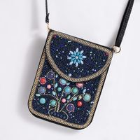 Women's Small Pu Leather Elephant Flower Vintage Style Square Magnetic Buckle Crossbody Bag sku image 7