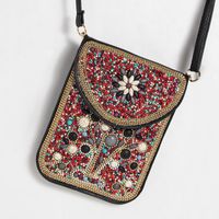 Women's Small Pu Leather Elephant Flower Vintage Style Square Magnetic Buckle Crossbody Bag sku image 22
