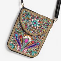 Women's Small Pu Leather Elephant Flower Vintage Style Square Magnetic Buckle Crossbody Bag sku image 30