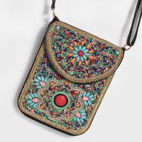 Women's Small Pu Leather Elephant Flower Vintage Style Square Magnetic Buckle Crossbody Bag sku image 26
