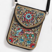 Women's Small Pu Leather Elephant Flower Vintage Style Square Magnetic Buckle Crossbody Bag sku image 42
