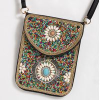 Women's Small Pu Leather Elephant Flower Vintage Style Square Magnetic Buckle Crossbody Bag sku image 38