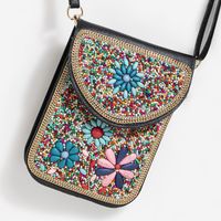 Women's Small Pu Leather Elephant Flower Vintage Style Square Magnetic Buckle Crossbody Bag sku image 46