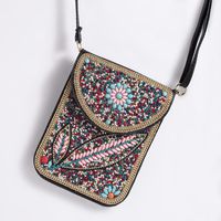 Women's Small Pu Leather Elephant Flower Vintage Style Square Magnetic Buckle Crossbody Bag sku image 5