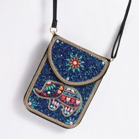 Women's Small Pu Leather Elephant Flower Vintage Style Square Magnetic Buckle Crossbody Bag sku image 9