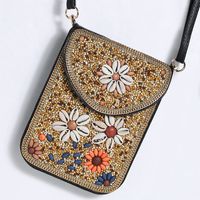 Women's Small Pu Leather Elephant Flower Vintage Style Square Magnetic Buckle Crossbody Bag sku image 1