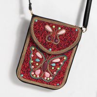 Women's Small Pu Leather Elephant Flower Vintage Style Square Magnetic Buckle Crossbody Bag sku image 13
