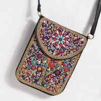 Women's Small Pu Leather Elephant Flower Vintage Style Square Magnetic Buckle Crossbody Bag sku image 24