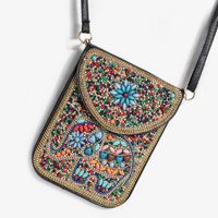 Women's Small Pu Leather Elephant Flower Vintage Style Square Magnetic Buckle Crossbody Bag sku image 16