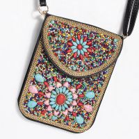 Women's Small Pu Leather Elephant Flower Vintage Style Square Magnetic Buckle Crossbody Bag sku image 25