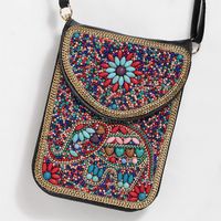 Women's Small Pu Leather Elephant Flower Vintage Style Square Magnetic Buckle Crossbody Bag sku image 41