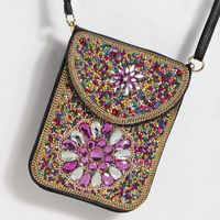 Women's Small Pu Leather Elephant Flower Vintage Style Square Magnetic Buckle Crossbody Bag sku image 21