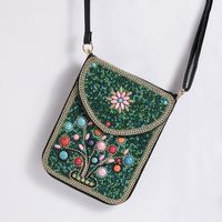 Women's Small Pu Leather Elephant Flower Vintage Style Square Magnetic Buckle Crossbody Bag sku image 10