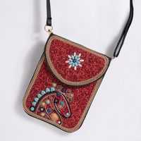 Women's Small Pu Leather Elephant Flower Vintage Style Square Magnetic Buckle Crossbody Bag sku image 6