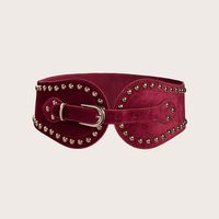 Cowboy Style Geometric Pu Leather Rivet Women's Leather Belts sku image 3