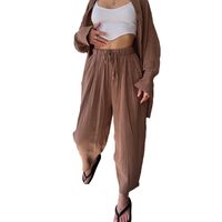 Outdoor Daily Women's Casual Solid Color Polyester Button Pants Sets Pants Sets main image 2