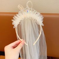 Girl's Princess Cute Crown Lace Pearl Hair Band sku image 1