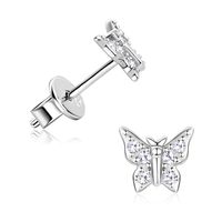 Simple Style Butterfly Sterling Silver Gra Plating Inlay Moissanite Ear Studs main image 5