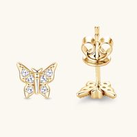 Simple Style Butterfly Sterling Silver Gra Plating Inlay Moissanite Ear Studs sku image 1