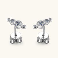 Simple Style Geometric Sterling Silver Gra Plating Inlay Moissanite Ear Studs sku image 2