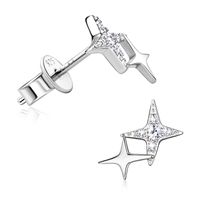 Simple Style Star Sterling Silver Gra Plating Inlay Moissanite Ear Studs main image 3