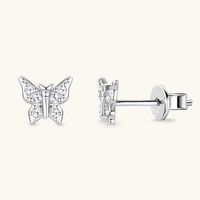 Simple Style Butterfly Sterling Silver Gra Plating Inlay Moissanite Ear Studs sku image 2