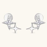 Simple Style Star Sterling Silver Gra Plating Inlay Moissanite Ear Studs sku image 2