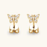 Simple Style Butterfly Sterling Silver Gra Plating Inlay Moissanite Ear Studs main image 2