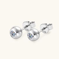 Simple Style Round Sterling Silver Gra Plating Inlay Moissanite Ear Studs sku image 2