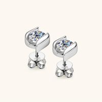 Simple Style Geometric Sterling Silver Gra Plating Inlay Moissanite Ear Studs sku image 1