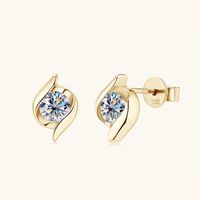 Simple Style Geometric Sterling Silver Gra Plating Inlay Moissanite Ear Studs sku image 2