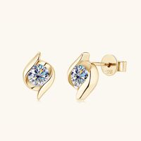 Simple Style Geometric Sterling Silver Gra Plating Inlay Moissanite Ear Studs main image 1