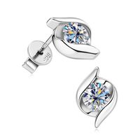 Simple Style Geometric Sterling Silver Gra Plating Inlay Moissanite Ear Studs main image 4