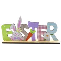 Simple Style Rabbit Letter Flower Wood Ornaments main image 3