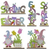 Simple Style Rabbit Letter Flower Wood Ornaments main image 4