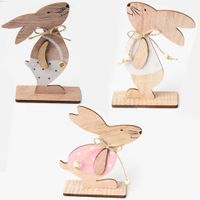 Simple Style Rabbit Heart Shape Wood Ornaments main image 1