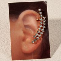 1 Piece Ig Style Simple Style Geometric Plating Inlay Alloy Rhinestones 14k Gold Plated Ear Cuffs main image 3