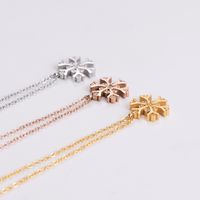 Stainless Steel 18K Gold Plated Rose Gold Plated Pastoral Shiny Inlay Snowflake Zircon Pendant Necklace main image 6