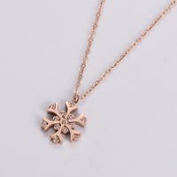Stainless Steel 18K Gold Plated Rose Gold Plated Pastoral Shiny Inlay Snowflake Zircon Pendant Necklace main image 8