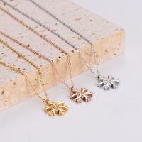 Stainless Steel 18K Gold Plated Rose Gold Plated Pastoral Shiny Inlay Snowflake Zircon Pendant Necklace main image 4