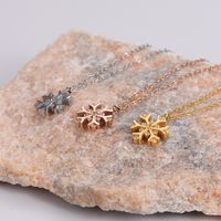 Stainless Steel 18K Gold Plated Rose Gold Plated Pastoral Shiny Inlay Snowflake Zircon Pendant Necklace main image 5