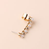 1 Piece Simple Style Round Plating Inlay Alloy Artificial Pearls Rhinestones 14k Gold Plated Ear Cuffs main image 5