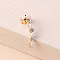 1 Piece Simple Style Round Plating Inlay Alloy Artificial Pearls Rhinestones 14k Gold Plated Ear Cuffs main image 6