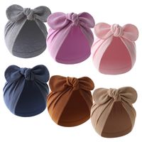 Baby Girl's Baby Boy's Simple Style Solid Color Bow Knot Baby Hat main image 1