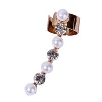 1 Piece Simple Style Round Plating Inlay Alloy Artificial Pearls Rhinestones 14k Gold Plated Ear Cuffs sku image 1