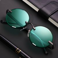Ig Style Streetwear Solid Color Resin Crystal Round Frame Frameless Men's Sunglasses main image 3