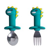 Cute Cartoon Dinosaur Silica Gel Spoon Plate 1 Set sku image 9