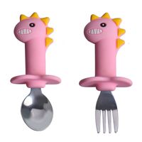 Cute Cartoon Dinosaur Silica Gel Spoon Plate 1 Set sku image 10