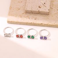 Elegant Princess Sweet Bow Knot Stainless Steel Plating Inlay Zircon Gold Plated Rings main image 1