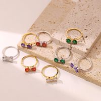 Elegant Princess Sweet Bow Knot Stainless Steel Plating Inlay Zircon Gold Plated Rings main image 2